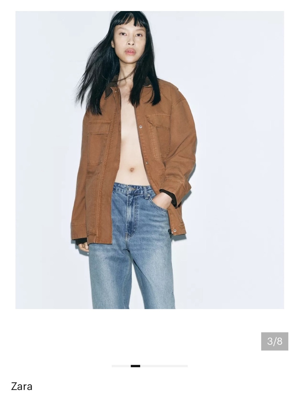Zara Oversized Utility Jacket in Rust Brown